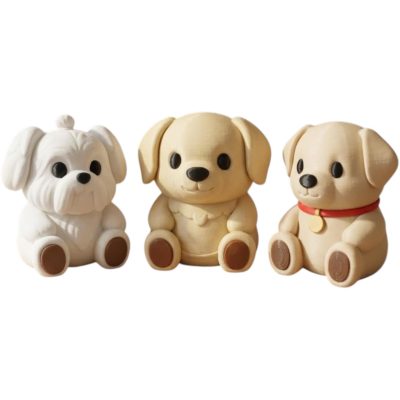 Dog Breeds Teddy Collectible Figurine Bundle of 3 - Golden Retriever, Shih Tzu, Labrador Retriever - Adorable & Collectible Adult Desk Decor - 3D Printed in Canada