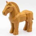 Wood Carved Horse Figurine in Ochre Yellow Finish - 3D Printed in Canada (Ochre Yellow)