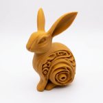 Bunny Variety Collectible Figurine Bundle of 3 in Ochre Yellow Finish - 3D Printed in Canada (Ochre Yellow)