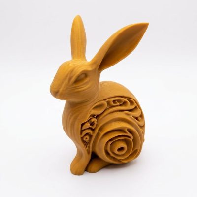 Bunny Variety Collectible Figurine Bundle of 3 in Ochre Yellow Finish - 3D Printed in Canada (Ochre Yellow)