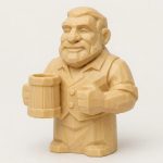 Wood Carved-Like Bartender Figurine - Unique Desk Decor for Adults – 3D Printed in Canada - 3D Printed in Canada (White Oak)