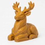Wood Carved-Like Buck Figurine in Ochre Yellow Finish - 3D Printed in Canada (Ochre Yellow)