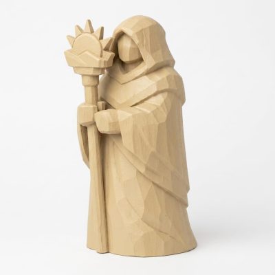 Wood-Carved Watcher Collectible Figurine in White Oak Finish - 3D Printed in Canada (White Oak)