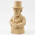 Wood Carved Abraham Lincoln Figurine in White Oak Finish - 3D Printed in Canada (White Oak)