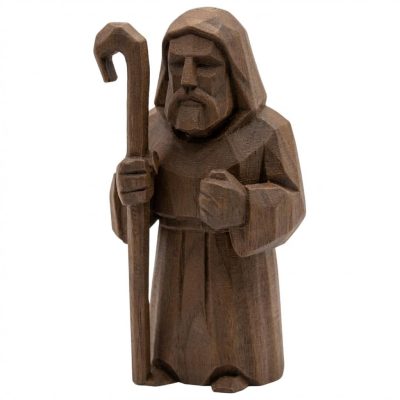 Wood Carved Shepherd Figurine in Black Walnut Finish - 3D Printed in Canada (Black Walnut)