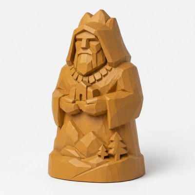 Wood Carved Ancestor of the Land Collectible Figurine in Ochre Yellow Finish - 3D Printed in Canada (Ochre Yellow)