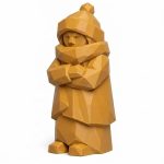 Wood Carved-Like Silent Snow Figurine in Ochre Yellow Finish - 3D Printed in Canada (Ochre Yellow)