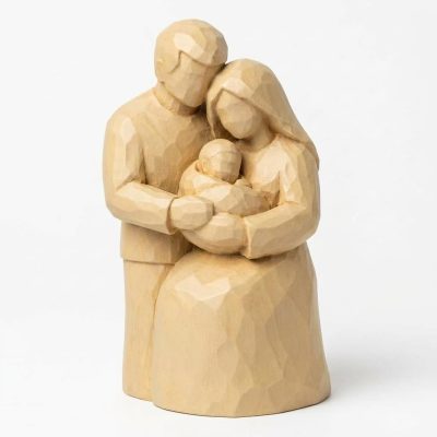 Wood Carved-Like Domestic Bliss Figurine in White Oak Finish - 3D Printed in Canada (White Oak)
