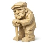 Wood Carved-Like Old Soul Figurine in White Oak Finish - 3D Printed in Canada (White Oak)