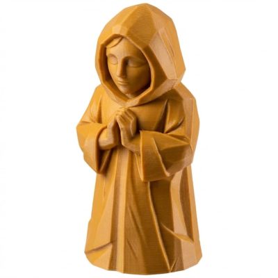 Wood Carved Winter Serenity Figurine in Ochre Yellow Finish - 3D Printed in Canada (Ochre Yellow)