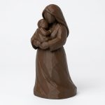 Wood Carved-Like Loving Mother Figurine in Black Walnut Finish - 3D Printed in Canada (Black Walnut)