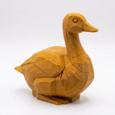 Wood Carved Goose Figurine in Ochre Yellow Finish - 3D Printed in Canada (Ochre Yellow)