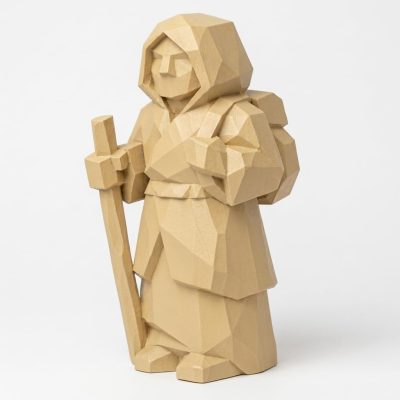 Wood Carved-Like New Path Figurine in White Oak Finish - Unique Desk Decor for Adults - 3D Printed in Canada (White Oak)