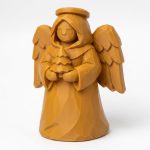 Wood Carved Angel Collectible Figurine in Ochre Yellow Finish - 3D Printed in Canada (Ochre Yellow)