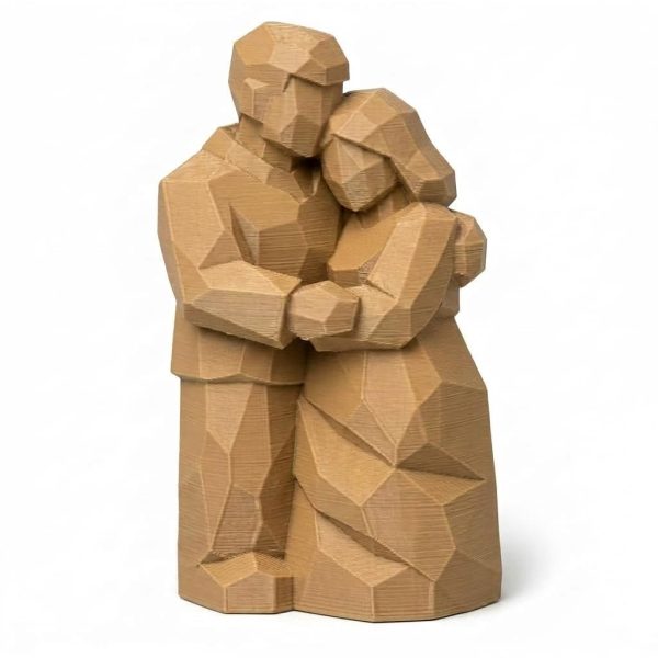 Wood Carved Together Figurine