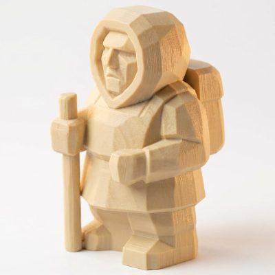 Wood Carved Explorer of the North Figurine in White Oak Finish - 3D Printed in Canada (White Oak)