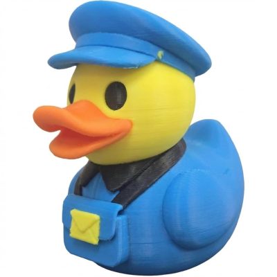Postman Duck Collectible Figurine - Vibrant Blue Mail Carrier Desk Decor for Unique Gift or Shelf Display - 3D Printed in Canada