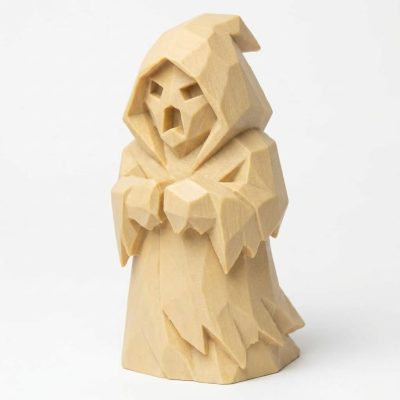 Wood-Carved-Like Spooky Spirit Figurine in White Oak Finish - 3D Printed in Canada (White Oak)