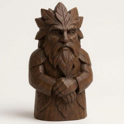 Wood Carved-Like Green Man Figurine - Unique Desk Decor for Adults – 3D Printed in Canada - 3D Printed in Canada (Black Walnut)