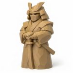 Wood Carved-Like Samurai Figurine - Unique Desk Decor for Collectors 3D Printed in Canada - 3D Printed in Canada (Classic Birch)
