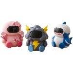 Robot Variety Collectible Figurine Bundle of 3 - Cherry Blossom Robot, Thundercloud Storm Smiling Shark - Unique & Artistic Adult Desk Decor - 3D Printed in Canada