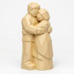Wood-Carved-Like Hugging Couple Figurine in White Oak Finish - 3D Printed in Canada (White Oak)