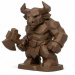 Wood Carved-Like Minotaur Figurine - Unique Desk Decor for Collectors - 3D Printed in Canada (Black Walnut)