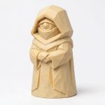 Wood Carved-Like Watchful Eye Figurine in White Oak Finish - 3D Printed in Canada (White Oak)