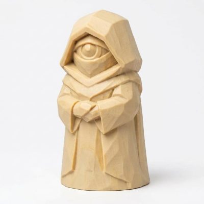 Wood Carved-Like Watchful Eye Figurine in White Oak Finish - 3D Printed in Canada (White Oak)