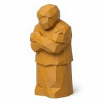Wood Carved-Like Holding On Figurine in Ochre Yellow Finish - 3D Printed in Canada (Ochre Yellow)