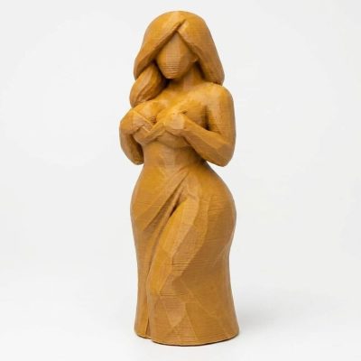 Wood Carved-Like Accidentally Sexy Figurine in Ochre Yellow Finish - 3D Printed in Canada (Ochre Yellow)