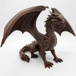 Carved Wood Elder Dragon Figurine in Black Walnut Finish - 3D Printed in Canada (Black Walnut)