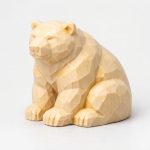 Wood Carved-Like Polar Bear Figurine - Unique Desk Decor for Adults – 3D Printed in Canada - 3D Printed in Canada (White Oak)