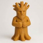 Wood Carved-Like Rooted Tree Figurine in Ochre Yellow Finish - 3D Printed in Canada (Ochre Yellow)