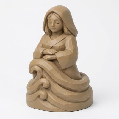 Wood Carved Calm Current Figurine - Unique Desk Decor for Adults 3D Printed in Canada - 3D Printed in Canada (Classic Birch)