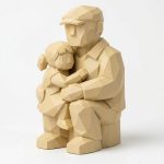 Wood-Carved-Like Father and Daughter Figurine in White Oak Finish - 3D Printed in Canada (White Oak)
