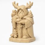 Wood Carved Guardian of the Forest Collectible Figurine in White Oak Finish - 3D Printed in Canada (White Oak)