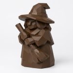 Wood Carved Witch Collectible Figurine in Black Walnut Finish - 3D Printed in Canada (Black Walnut)