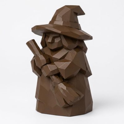 Wood Carved Witch Collectible Figurine in Black Walnut Finish - 3D Printed in Canada (Black Walnut)