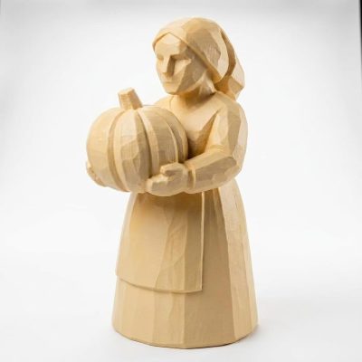 Wood Carved-Like Fall Harvest Figurine - Unique Desk Decor for Adults – 3D Printed in Canada - 3D Printed in Canada (White Oak)