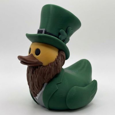 Leprechaun Duck Collectible Figurine - Striking Green Fantasy Decor for Unique Desk Accent or Shelf Display - 3D Printed in Canada