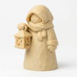 Wood Carved-Like Winter Lantern Figurine - Unique Desk Decor for Adults – 3D Printed in Canada - 3D Printed in Canada (White Oak)