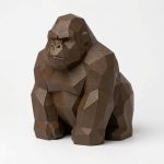Wood Carved-Like Gorilla Figurine - Unique Desk Decor with Artisan Aesthetic - Gift for Adults – 3D Printed in Canada - 3D Printed in Canada (Black Walnut)