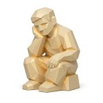 Wood Carved Contemplative Figure Collectible Figurine in White Oak Finish - 3D Printed in Canada (White Oak)