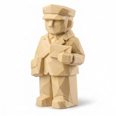 Wood Carved-Like Postman Figurine - Unique Desk Decor for Adults – 3D Printed in Canada - 3D Printed in Canada (White Oak)