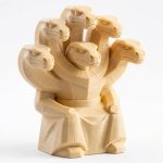 Wood Carved Six-Headed Serpent Figurine in White Oak Finish - 3D Printed in Canada (White Oak)