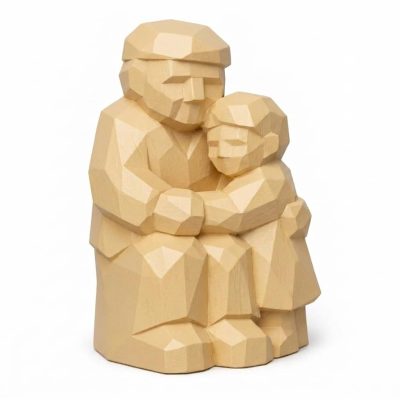 Wood Carved Grandparent and Collectible Figurine in White Oak Finish - 3D Printed in Canada (White Oak)
