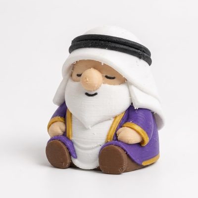 Sheik Gnome Collectible Figurine - Handcrafted Bearded Character in Purple Robe with Black Headband - Unique Desk Decor and Shelf Accent for Adults - 3D Printed in Canada
