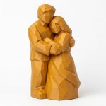 Wood Carved-Like Loving Couple Figurine in Ochre Yellow Finish - 3D Printed in Canada (Ochre Yellow)