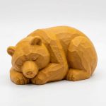 Wood Carved-Like Sleeping Bear Figurine in Ochre Yellow Finish - 3D Printed in Canada (Ochre Yellow)